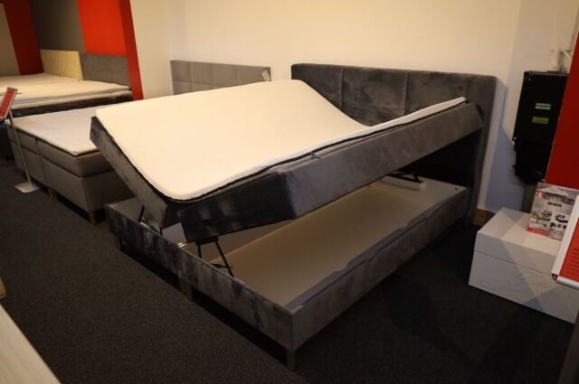 Kastenbett Boxspringbett + Stauraum + Matratze + Topper 180x200cm 