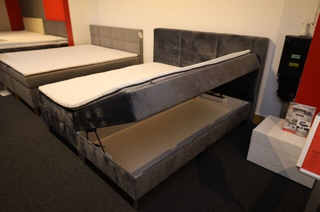 Kastenbett Boxspringbett + Stauraum + Matratze + Topper 180x200cm 