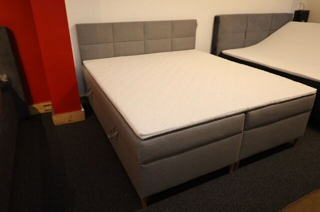 Kastenbett Boxspringbett + Stauraum +Matratze + Topper 180x200cm 