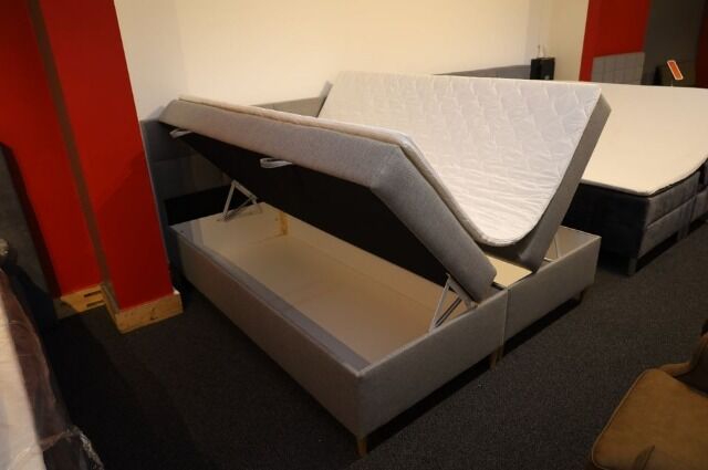 Kastenbett Boxspringbett + Stauraum +Matratze + Topper 180x200cm 