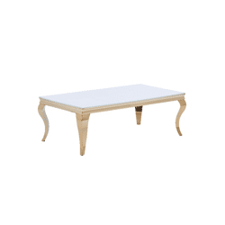 Couchtisch + Gold Gestell + Glasplatte Schwarz oder Weiß 115x65x45,5cm