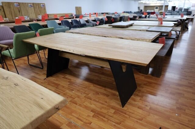 Esstisch Tisch + Schweizer Kante + Massivholz Eiche 240x100cm 