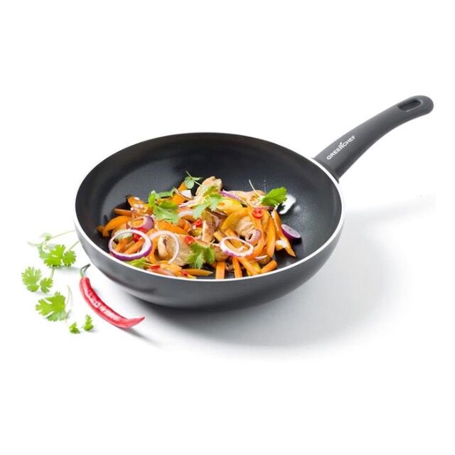 GREENCHEF – WOK PAN – ‘SOFT GRIP’- Ø 28CM – SUITABLE FOR ALL HEAT SOURCES INCL INDUCTION