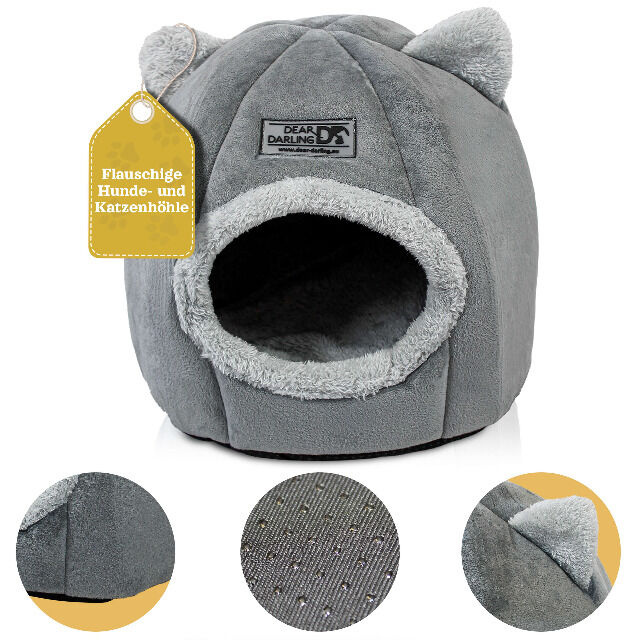 DEAR DARLING DD-03GRM Luxus Katzenkorb Hundekorb grau Gr. M 36x40cm Haus Höhle Hundebett Katzenbett Hundekörbchen Katzenkörbchen Hund Katze 