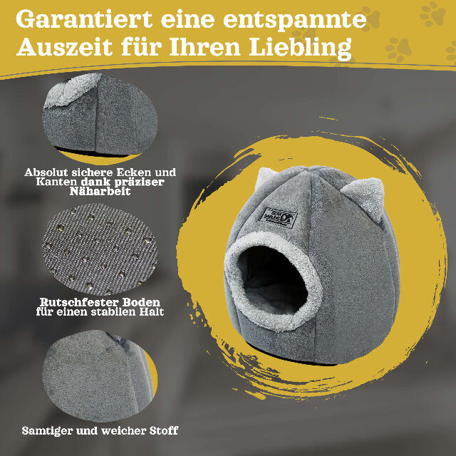 DEAR DARLING DD-03GRM Luxus Katzenkorb Hundekorb grau Gr. M 36x40cm Haus Höhle Hundebett Katzenbett Hundekörbchen Katzenkörbchen Hund Katze 