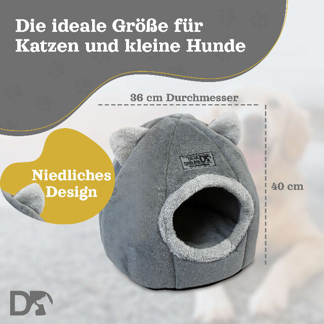 DEAR DARLING DD-03GRM Luxus Katzenkorb Hundekorb grau Gr. M 36x40cm Haus Höhle Hundebett Katzenbett Hundekörbchen Katzenkörbchen Hund Katze 