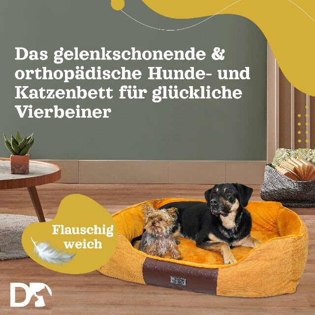 DEAR DARLING DD-04BRL Luxus Hundebett Katzenbett braun Gr. L 75x60cm mit Memoryschaum Matratze Hundekörbchen Katzenkorb Tierbett Haustier