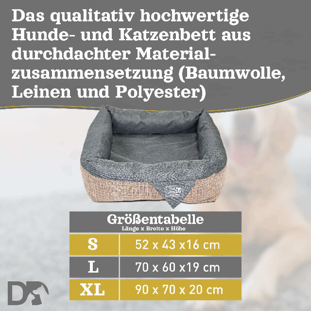 DEAR DARLING DD-06 Luxus Hundebett Braun Anthrazit Gr. L 80x80cm Memoryschaum Matratze Katzenbett Hundekorb Jatzenkorb Haustierzubehör