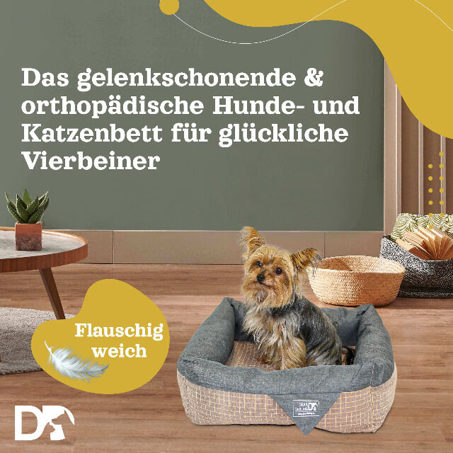 DEAR DARLING DD-06 Luxus Hundebett Katzenbett Braun Anthrazit Gr. S 40x40cm Memoryschaum Matratze Haustierzubehör Hundekorb Katzenkörbchen 