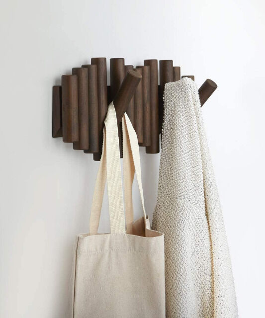 Umbra Picket mit 5 Garderobenhaken 1011471-746 walnussfarben Garderobenleiste Garderobe Kleiderhaken Wandhaken Tasche Mütze Schal Jacke