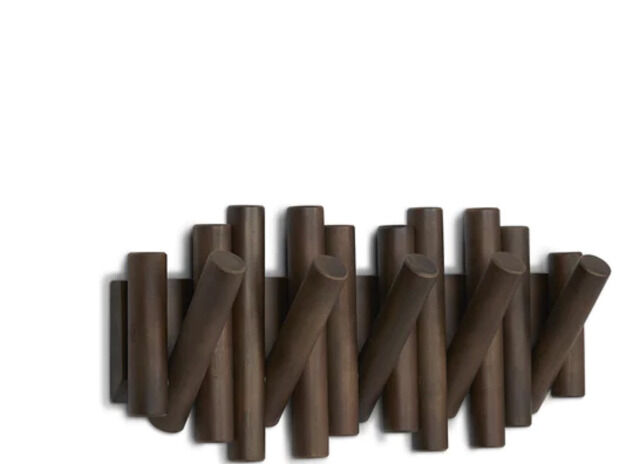 Umbra Picket mit 5 Garderobenhaken 1011471-746 walnussfarben Garderobenleiste Garderobe Kleiderhaken Wandhaken Tasche Mütze Schal Jacke