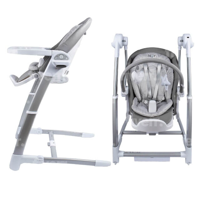 Blij'r Guusje 3in1 Hochstuhl, Babyschaukel & Esszimmerstuhl Grau Babywippe Kinderstuhl Kleinkinder Kinder Wippstuhl Neugeborenes Eltern