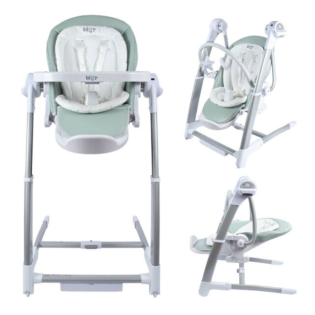 Blij'r Guusje 3in1 Hochstuhl, Babyschaukel & Esszimmerstuhl Minzgrün Babywippe Kinder Kleinkinder Neugeborenes Eltern Wippstuhl Kinderstuhl