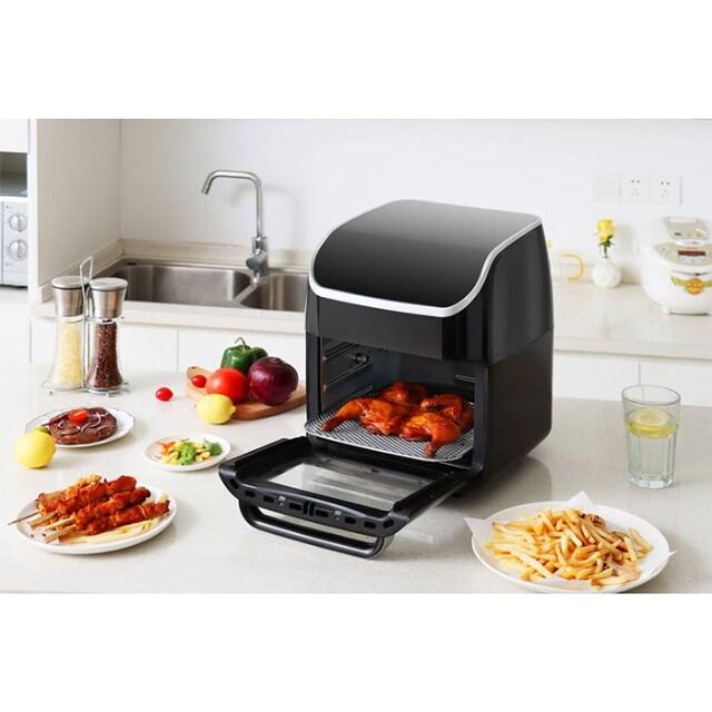 XXL Heißluftfritteuse 12 Liter I Heißluftofen 4-8 Personen I Heißluft Fritteuse & Ofen I Fritteuse I ohne Öl I Backen + Grillen + Frittieren