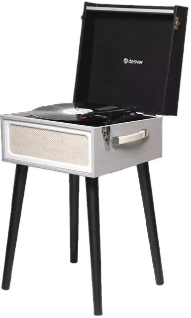 Denver VPR-250 freistehender Retro Schallplattenspieler mit Bluetooth MP3, USB, Smartphonesteuerung Schallplatte Verstärker Retro