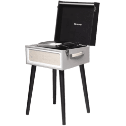 Denver VPR-250 freistehender Retro Schallplattenspieler mit Bluetooth MP3, USB, Smartphonesteuerung Schallplatte Verstärker Retro