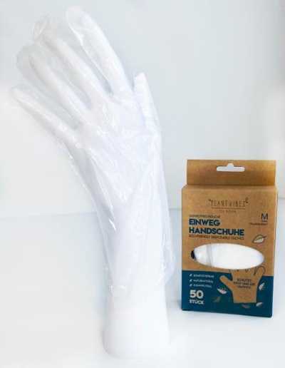 Einweghandschuhe Bio Transparent, Gr. M, Großhandel, Einweghandschuhe kaufen Restposten Palettenware