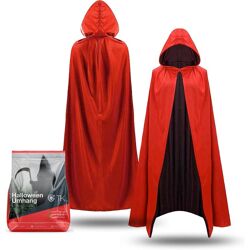 Halloween Vampir Kostüm Umhang - rot & schwarz - Kaputzenumhang für Kinder & Erwachsene - Damen & Herren