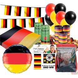 XXL Deutschland Deko Dekoration Set Fanartikel Tischdekoration mit ?ber 50 Teilen für Fußball WM, EM