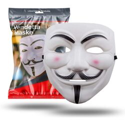 Vendetta Maske als Kostüm Accessoire für Damen & Herren, Kinder & Erwachsene an Anonymous Halloween & Fasching & Karneval