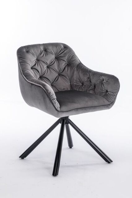 Esszimmerstuhl Stuhl + Samt Stoff + Drehbar + Chesterfield