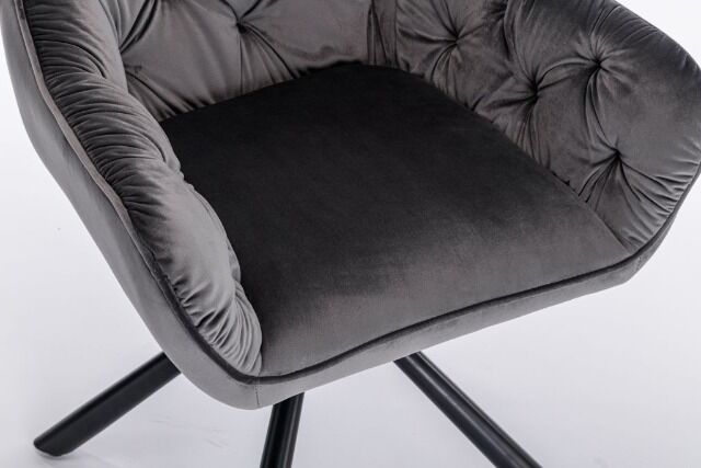 Esszimmerstuhl Stuhl + Samt Stoff + Drehbar + Chesterfield