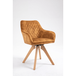 Esszimmerstuhl Stuhl + Samt Stoff + Holz Gestell + Drehbar