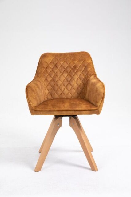 Esszimmerstuhl Stuhl + Samt Stoff + Holz Gestell + Drehbar