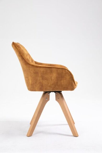 Esszimmerstuhl Stuhl + Samt Stoff + Holz Gestell + Drehbar