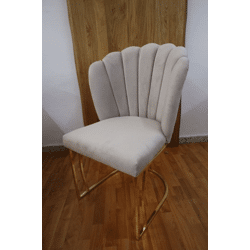 Esszimmerstuhl Stuhl + Samt Stoff + Metall Gestell Gold & Chrom