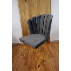 Dining chair Chair + velvet fabric + metal frame gold & chrome