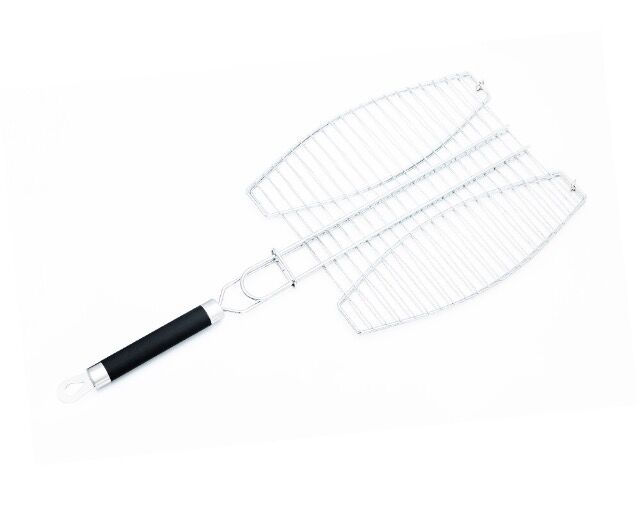 Double grill basket for fish with soft grip