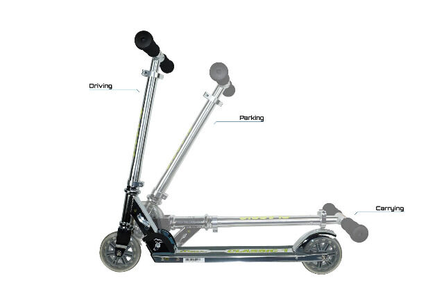 JD Bug Street-Roller klappbar Straßen-Scooter Classic 1 silberfarben Tretroller bis 100kg belastbar Cityroller Scooter Kick-Scooter Roller