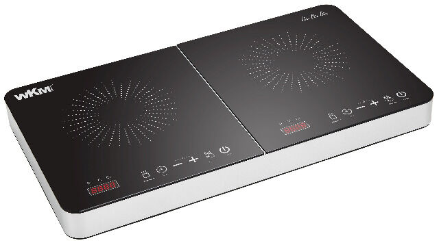 WKM Doppel-Induktionskochfeld 2000W + 1500W in schwarz/silberfarben, Digitaldisplay, Soft-Touch Steuerung Küche Haushalt