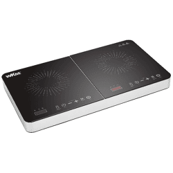 WKM Doppel-Induktionskochfeld 2000W + 1500W in schwarz/silberfarben, Digitaldisplay, Soft-Touch Steuerung Küche Haushalt