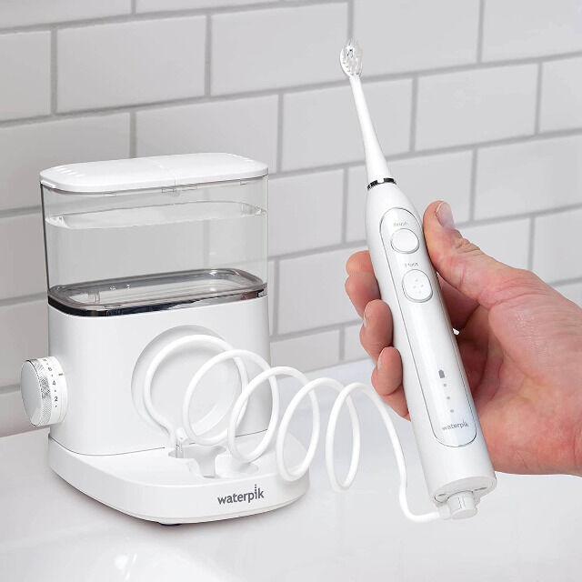 Waterpik Sonic-Fusion Zahnbürste mit integrierter Munddusche 2-Minuten Timer + 2 Bürsten Mundgesundheit Zahnreinigung Zähneputzen Zahnpflege