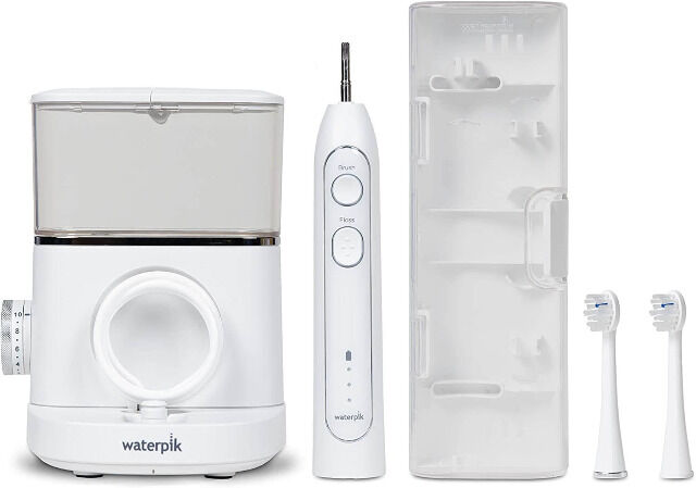 Waterpik Sonic-Fusion Zahnbürste mit integrierter Munddusche 2-Minuten Timer + 2 Bürsten Mundgesundheit Zahnreinigung Zähneputzen Zahnpflege