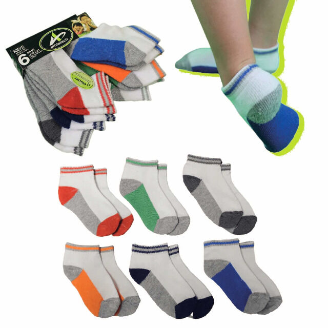 Athletech 6 Paar Low-Cut-Sportsocken für Kinder 3-5 Jahre bis Gr. 34 bunt Sportsneakersocken Sneakersocken Socks Füßlinge Kindersocken Junge