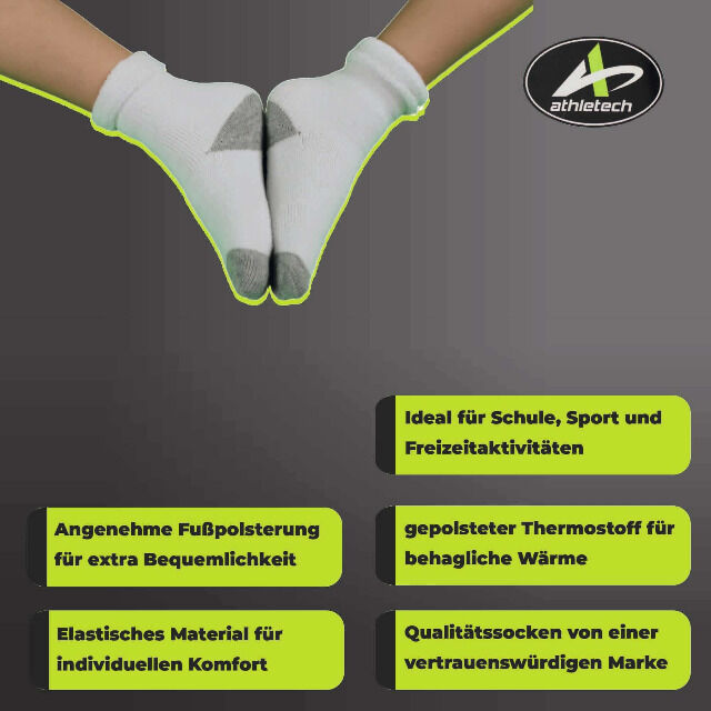 Athletech 6 Paar Thermo Socken für Kinder 2-4 Jahre mit Bündchen bis Gr. 34 Kinderthermosocken Kindersocken Thermosocken Socken Socks
