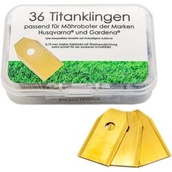 36 Titanmesser für Rasenmähroboter Gardena/Husqvarna (84 Stück pro Karton)