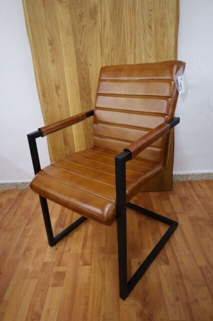 Esszimmerstuhl Stuhl +ECHT LEDER + Metall Gestell