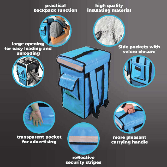 CoolQuest isolierte Kühltasche 42 Liter in Rot, Thermobox wasserdicht Picknick Rucksack Liefertasche Thermobag Deliverybag Lieferdienst