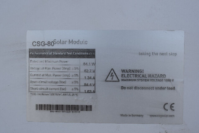 Solarmodule CSG-80Wp / 900 Stck. ca. 76,5 KWp