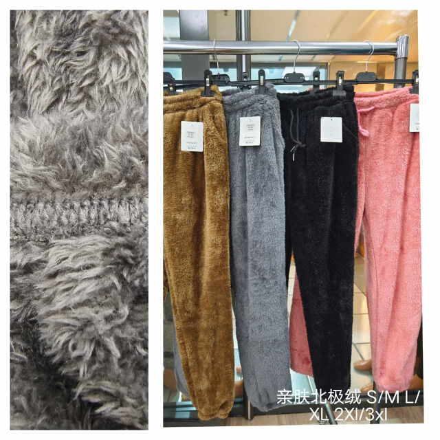 Damen Freizeit Plüsch Hosen bunter Mix Gr. S-3XL