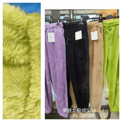 Damen Freizeit Plüsch Hosen bunter Mix Gr. S-3XL