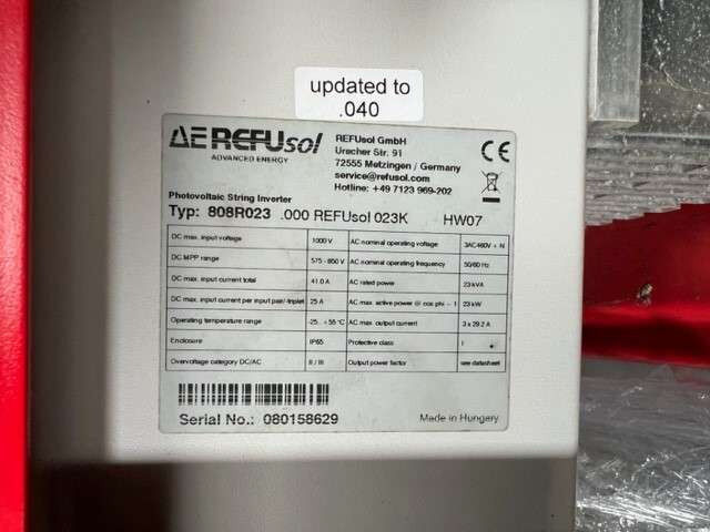 23 KW Wechselrichter - Advanced Energy Refusol