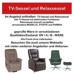 TV Sessel  Relaxsessel  manuell oder elektrisch verschiedene Modelle