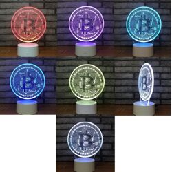 Multicolor LED Lampe im Bitcoin BTC Design 7 Farben-Fernbedienung