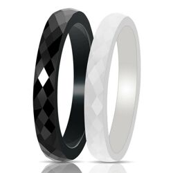 54 Stück Keramik / Porzellan Ring Weiss & Schwarz
