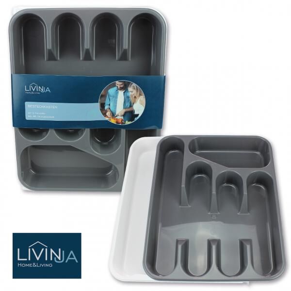 Besteckkasten m.5 F&auml;chern, 4,5x26x33,5cm, ausziehb